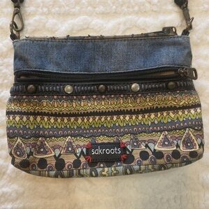 Sakroots Boho Art Print Crossbody Bag | Denim Trim Small Purse